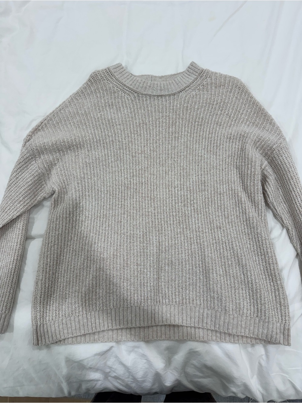 American Eagle Outfitters Knit Crewneck Sweater - Light Beige